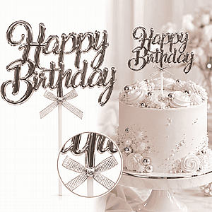 טופר לעוגה Happy Birthday זהב, יחידה 1 טופר לעוגה Happy Birthday זהב, יחידה 1