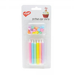נרות ארוכים צבעי מקרון 8 יח נרות ארוכים צבעי מקרון 8 יח
